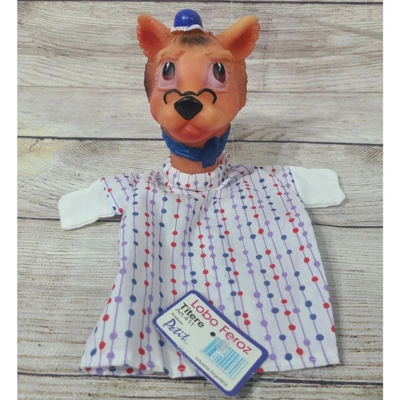 Vintage Big Bad Wolf Lobo Feroz Hand Puppet Rubber Head 12.5" Made in Argentina - Picture 1 of 3